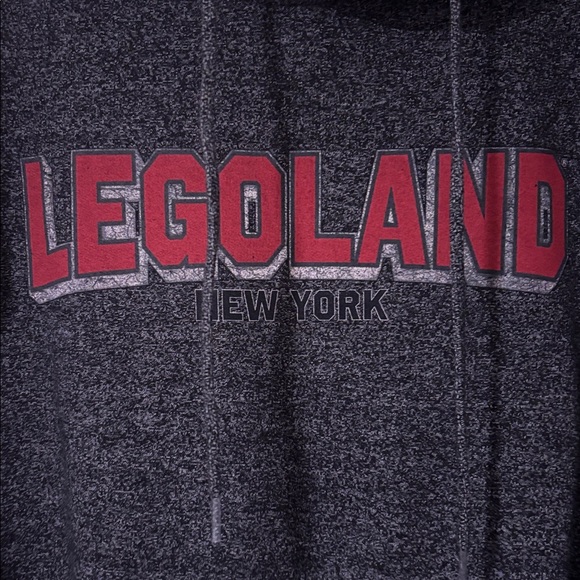 LEGOLAND.. NY Dark Gray Hoodie w Red Text… Worn Once. Sz Medium - Picture 2 of 5